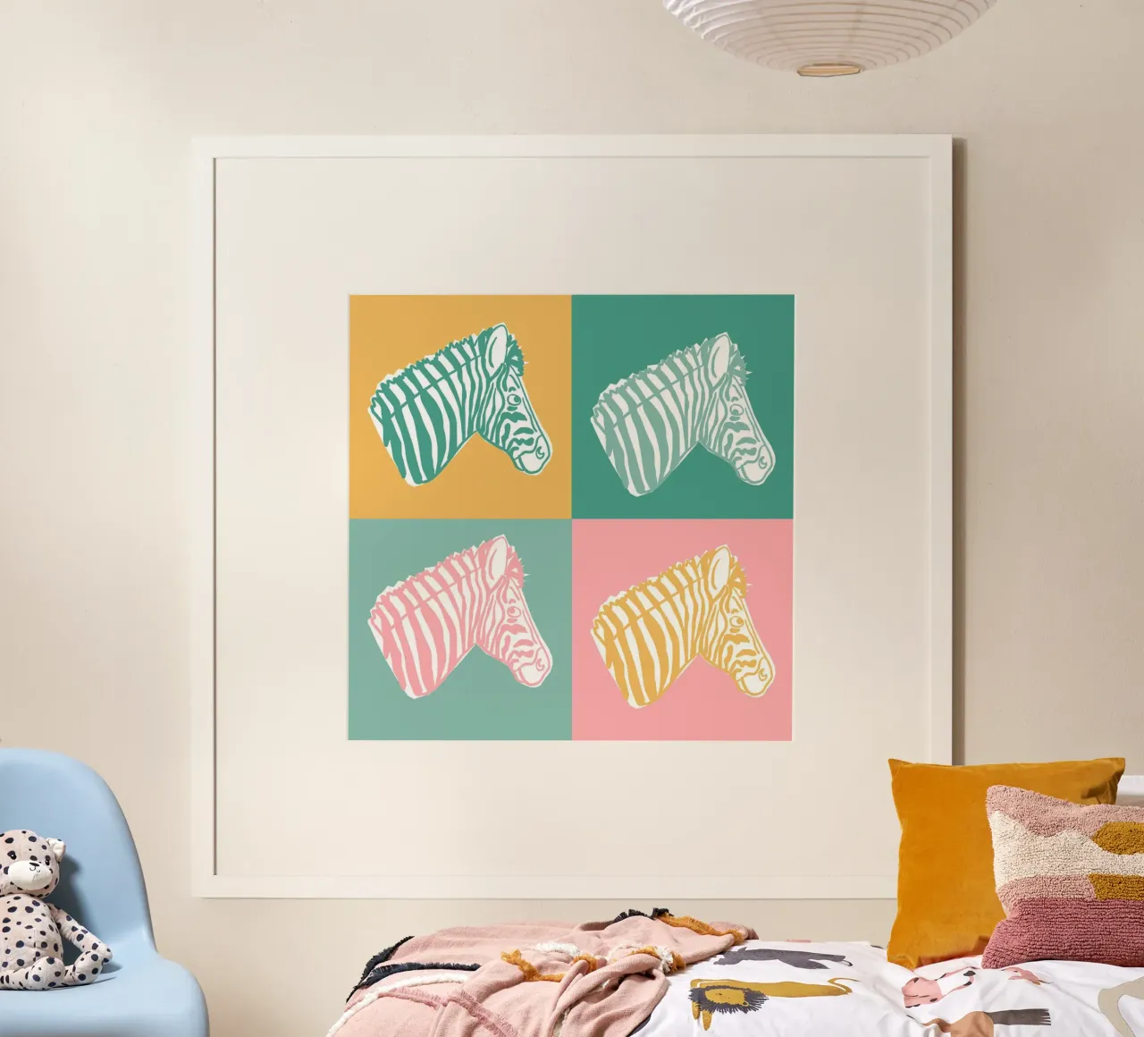 4 Zebre 1 poster con telaio in plastica da Julia Reyelt