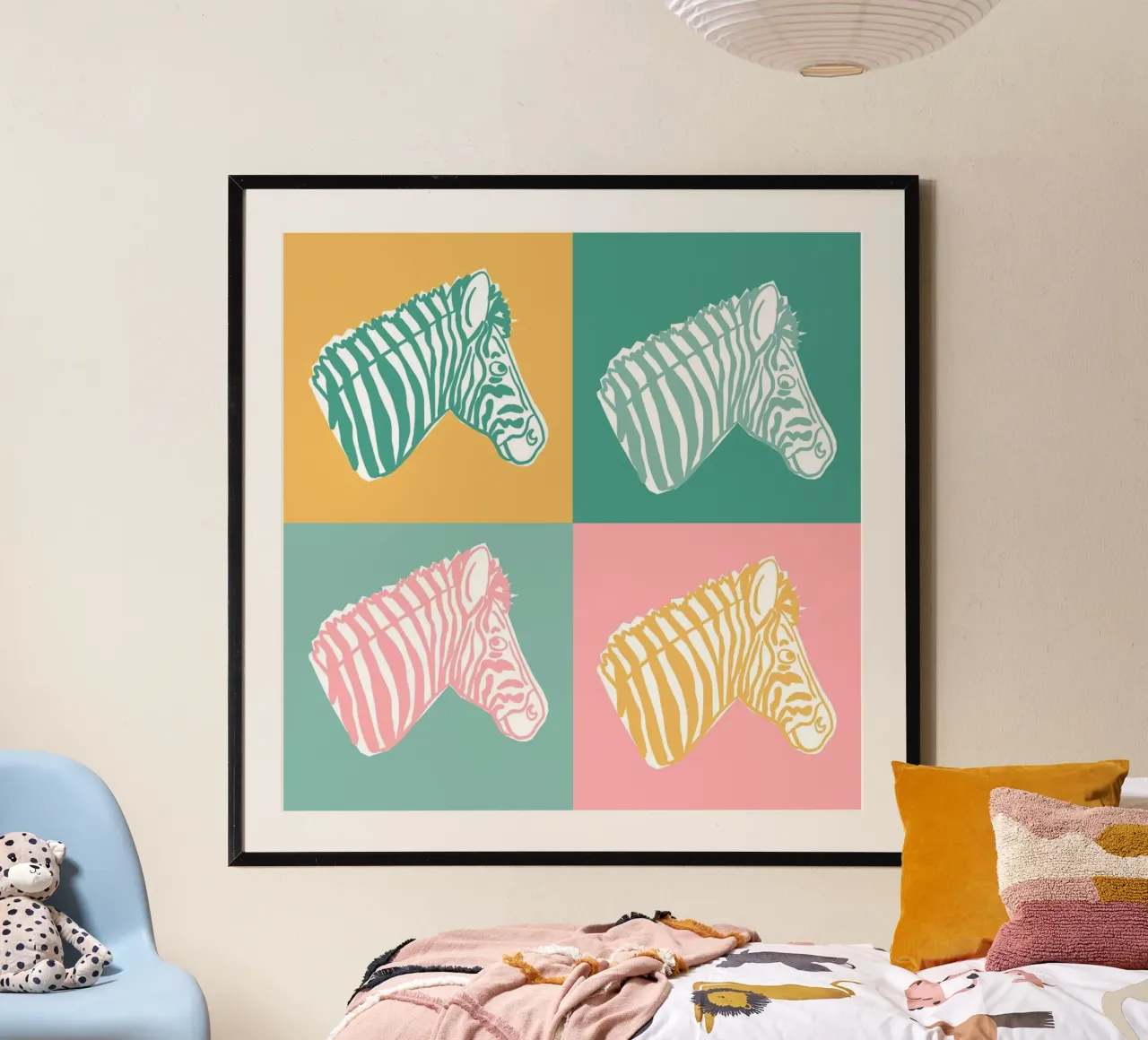 4 Zebre 1 poster con telaio in plastica da Julia Reyelt