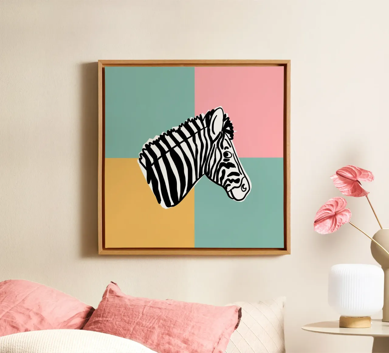 Hakuna Matata Zebra tela con Cornice a cassetta da Julia Reyelt