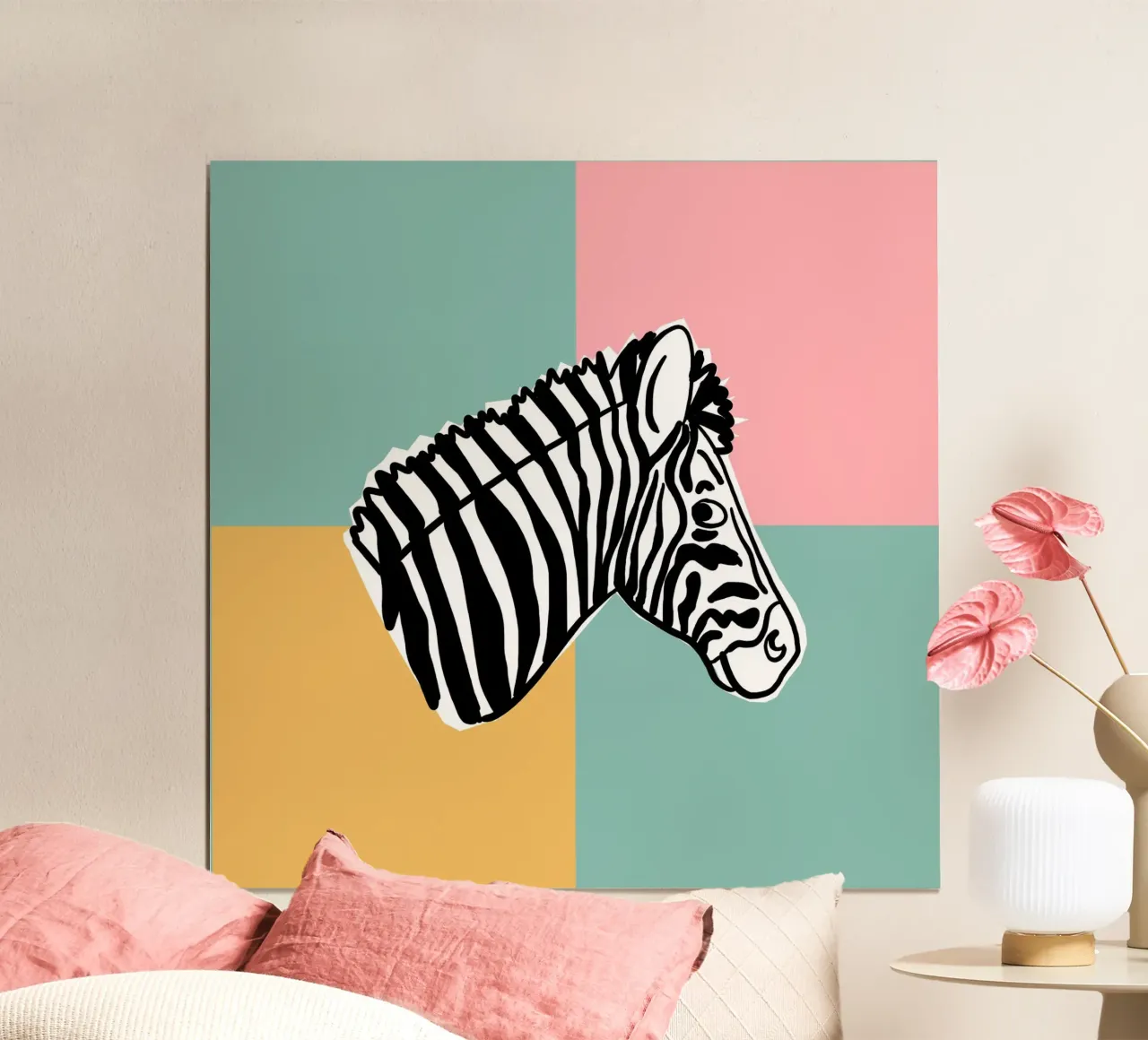 Hakuna Matata Zebra poster con telaio in alluminio da Julia Reyelt