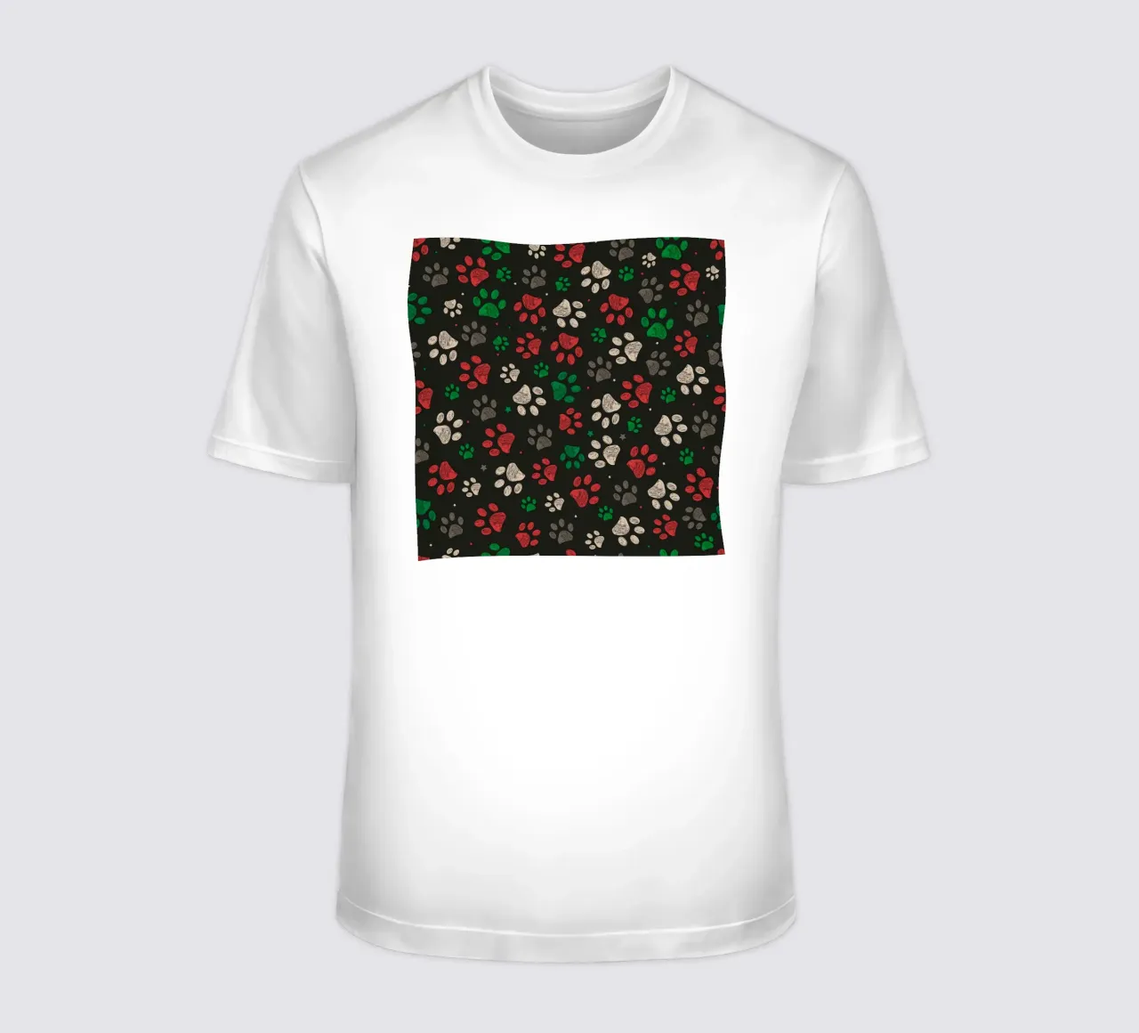 Trace with red green christmas design paw print t-shirt by gulsengunel