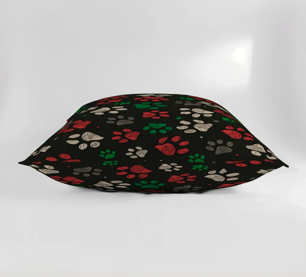 Trace with red green christmas design paw print decorative cushion by gulsengunel