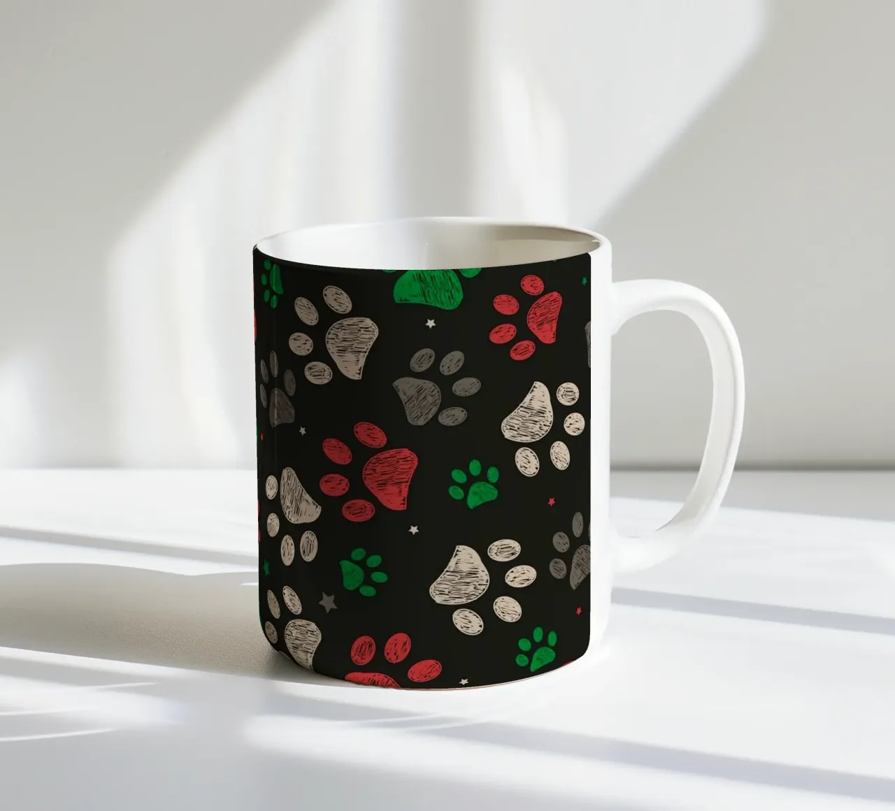 Trace met roodgroen kerstdesign pootafdruk keramische mok van gulsengunel