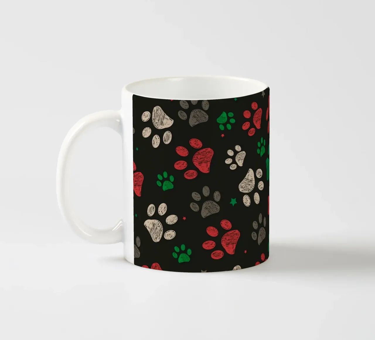 Trace met roodgroen kerstdesign pootafdruk keramische mok van gulsengunel
