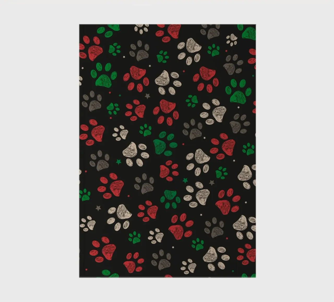 Trace with red green christmas design paw print notebook by gulsengunel