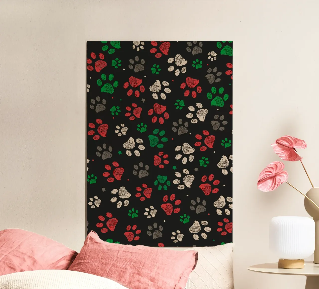Trace avec motif de Noël rouge vert empreinte de patte hahnemühle de gulsengunel