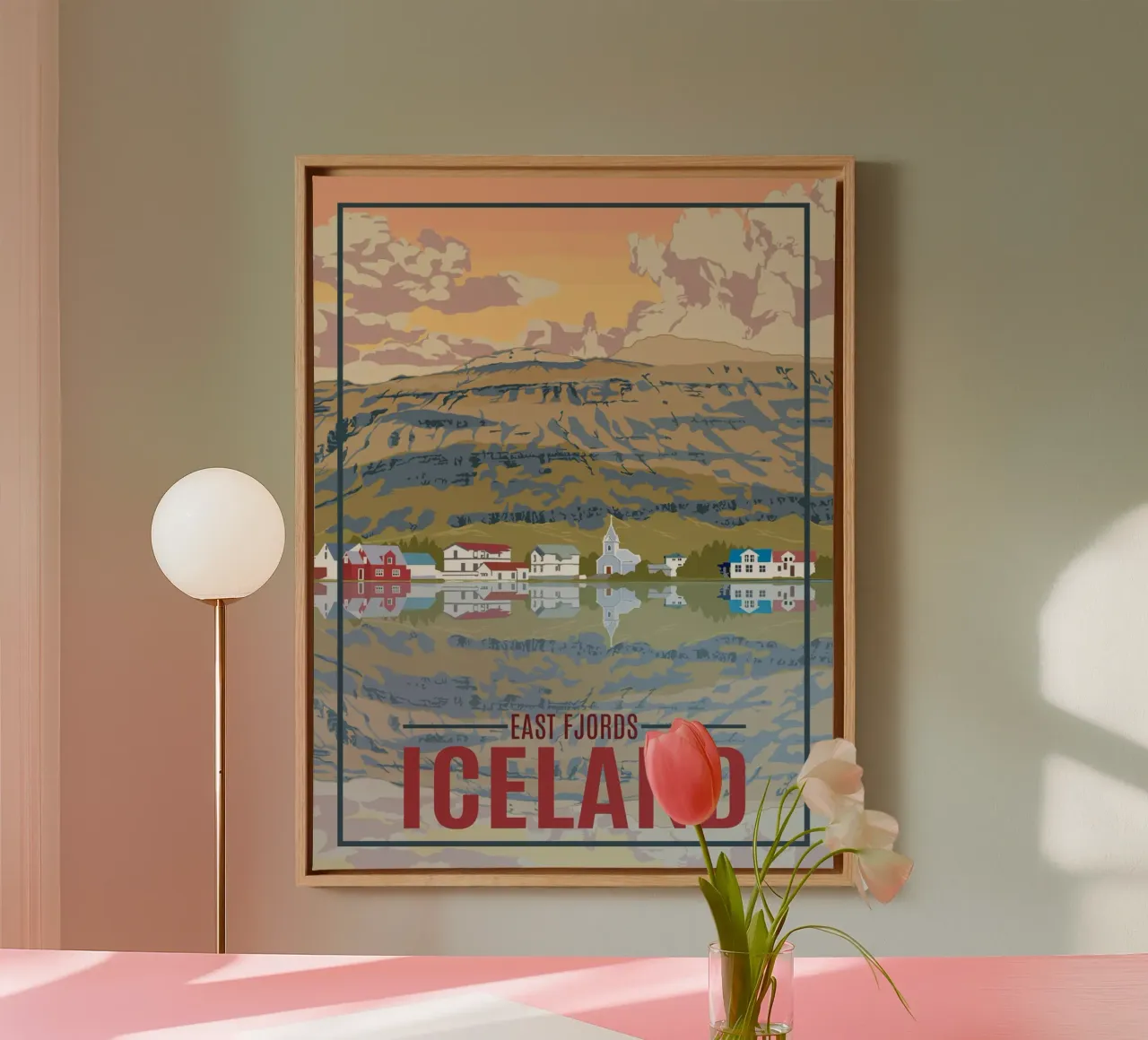 IJsland Oostfjord canvas met Baklijst van hewitt shop