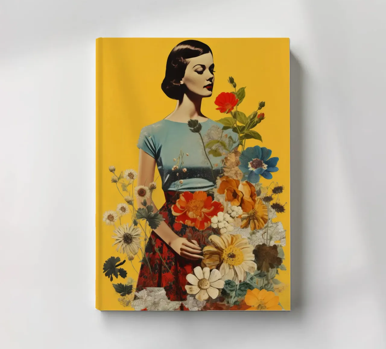 Collage Vintage Woman Flower 3 notebook by Tameo