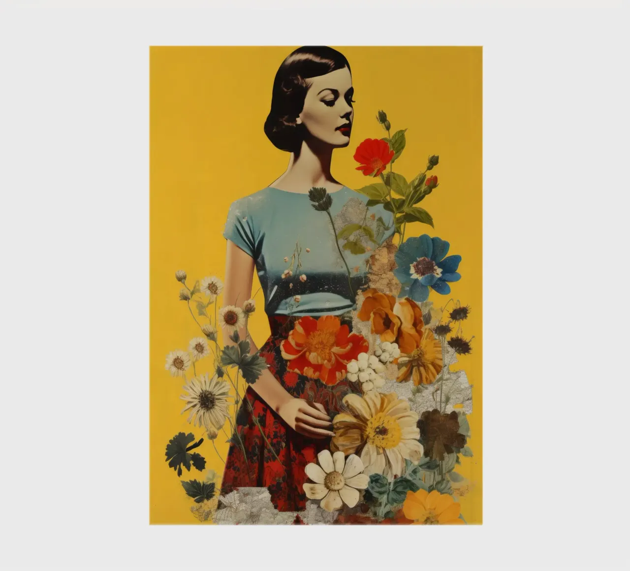 Collage Vintage Woman Flower 3 notebook by Tameo