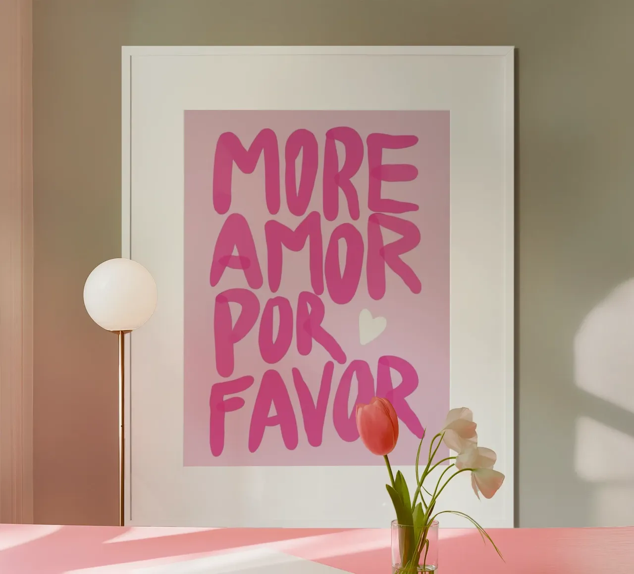 Amor rosa poster con telaio in legno da cosmos studio