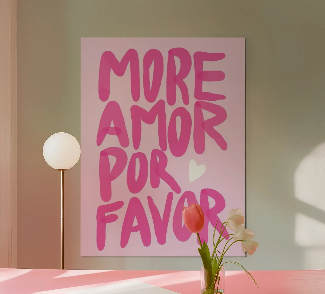 Amor rosa poster con telaio in legno da cosmos studio