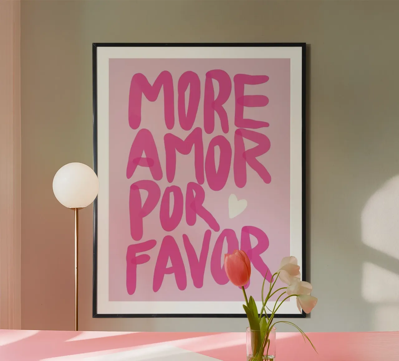 Amor rosa poster con telaio in legno da cosmos studio