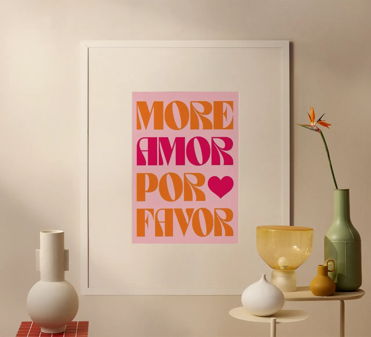Più Amor poster con telaio in legno da cosmos studio