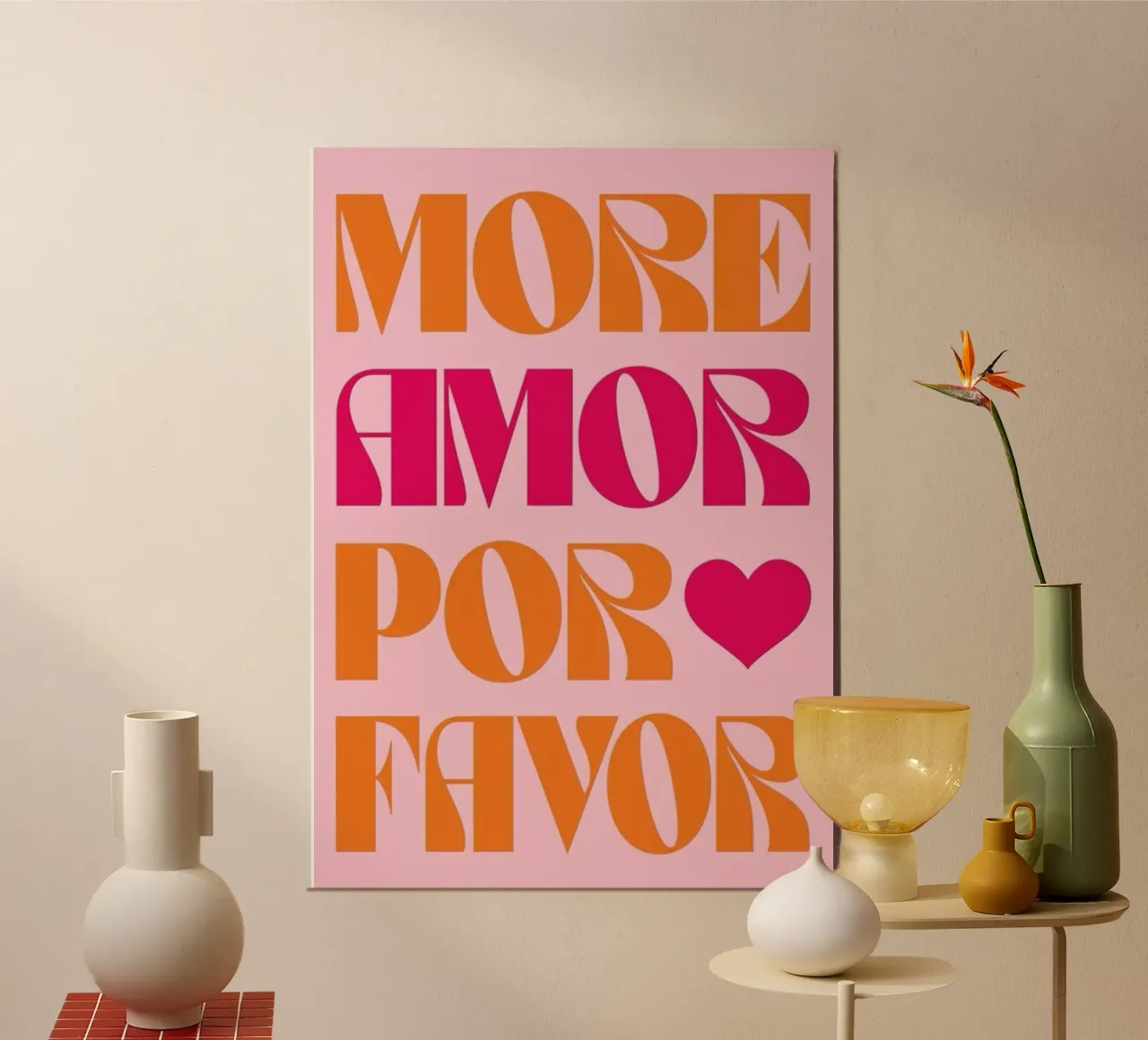 Più Amor poster con telaio in legno da cosmos studio