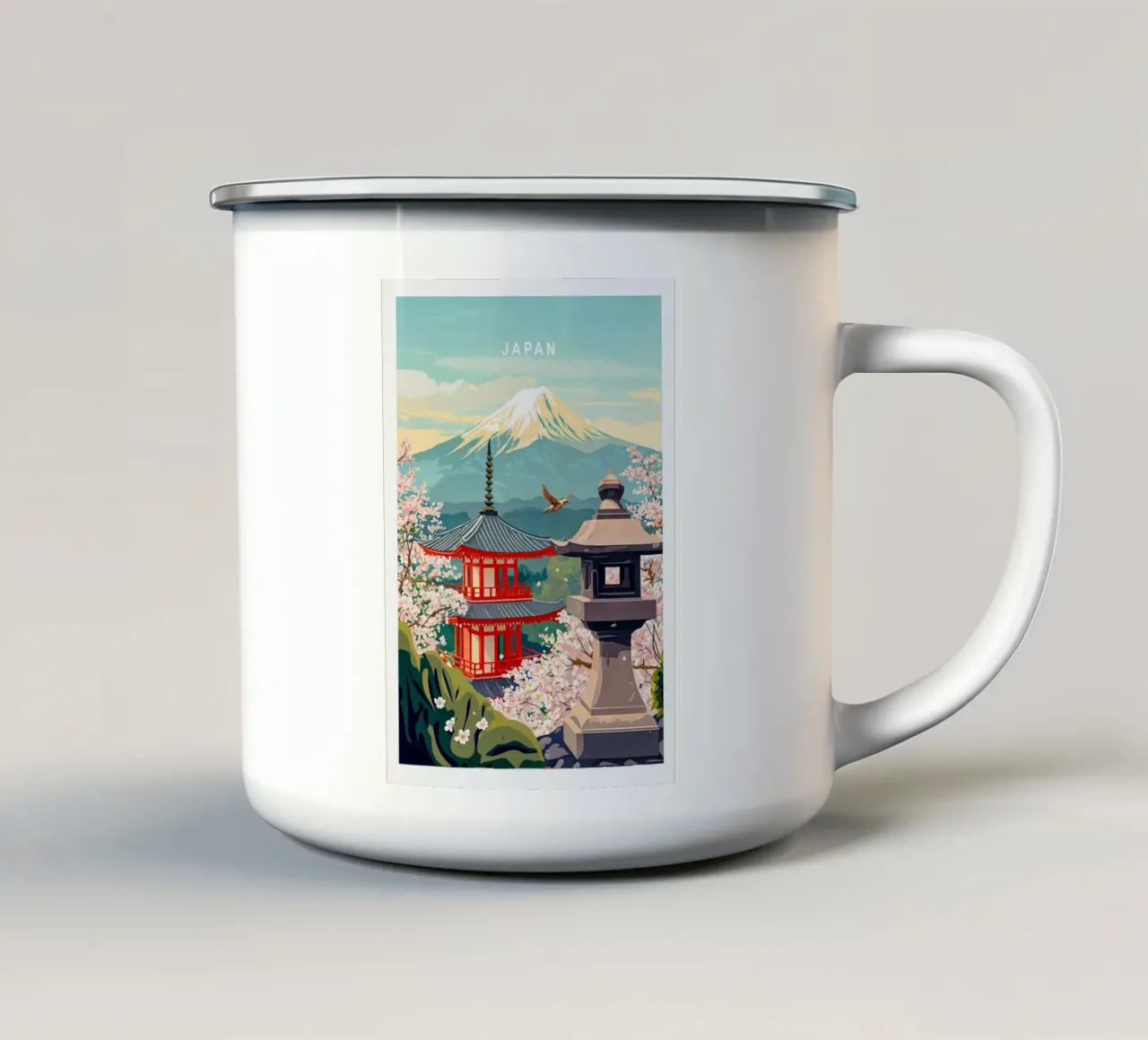 Poster di viaggio del Giappone tazza in smalto da hewitt shop
