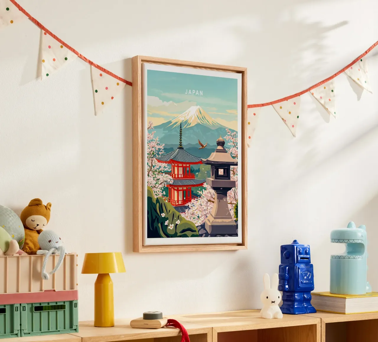Poster di viaggio del Giappone tela con Cornice a cassetta da hewitt shop