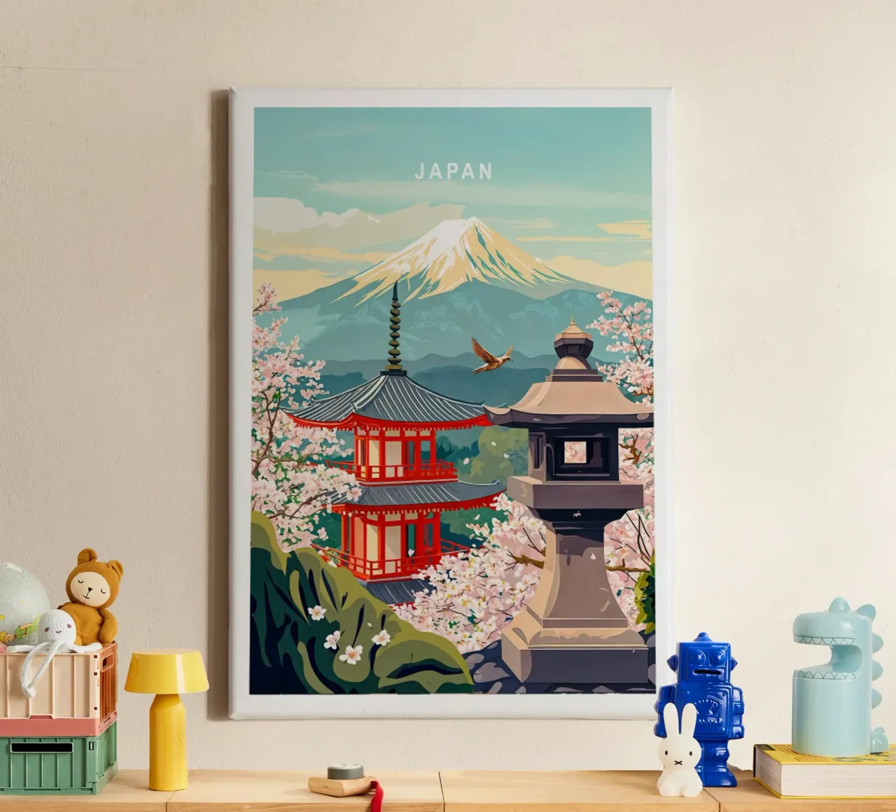 Poster di viaggio del Giappone tela con Cornice a cassetta da hewitt shop