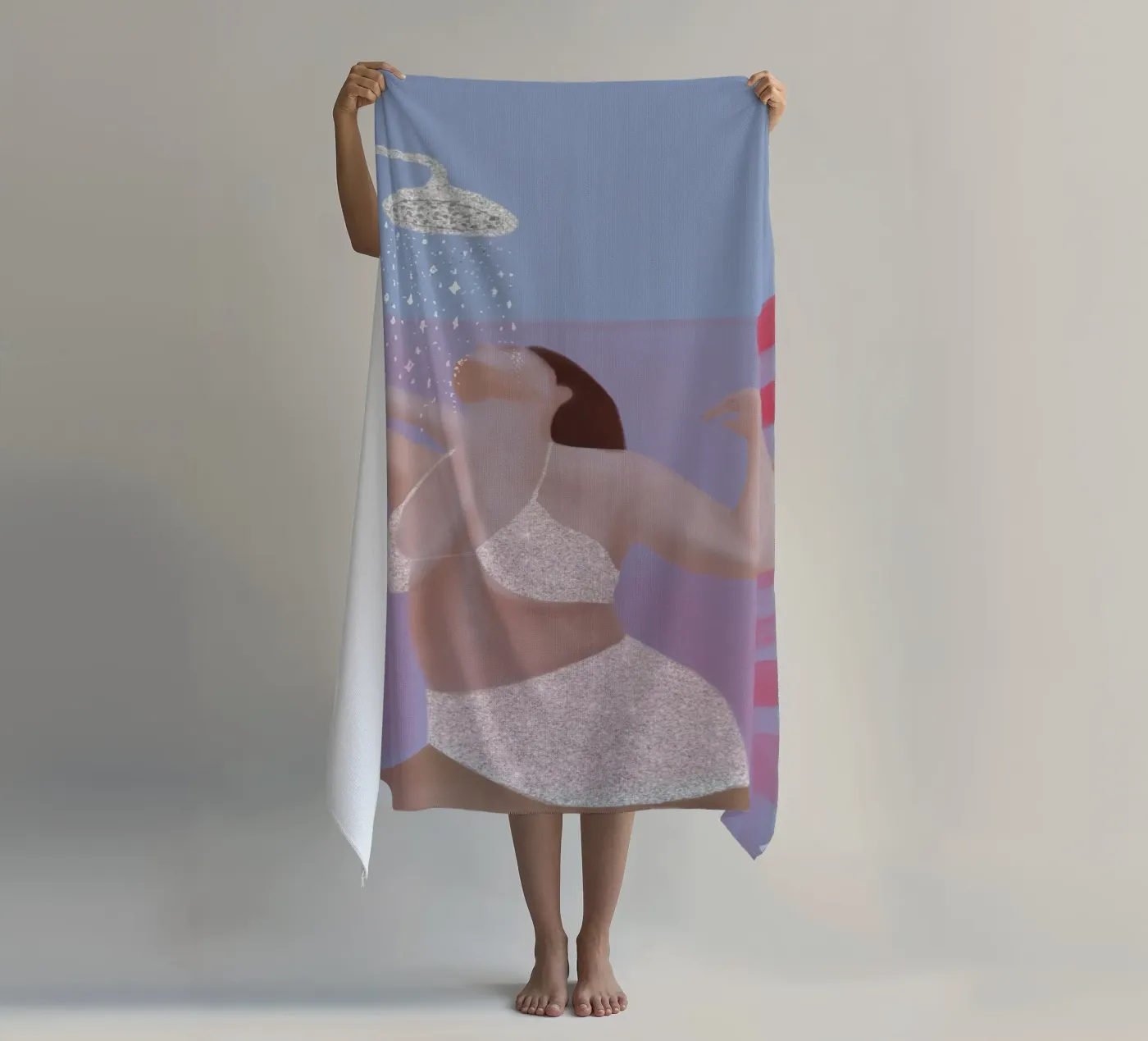 Self care beach towel by Femlouise.illustrations
