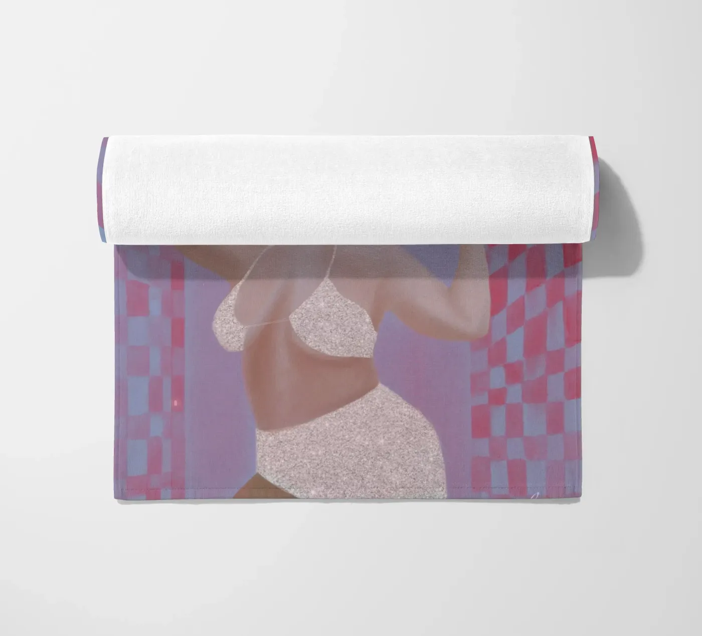 Self care beach towel by Femlouise.illustrations