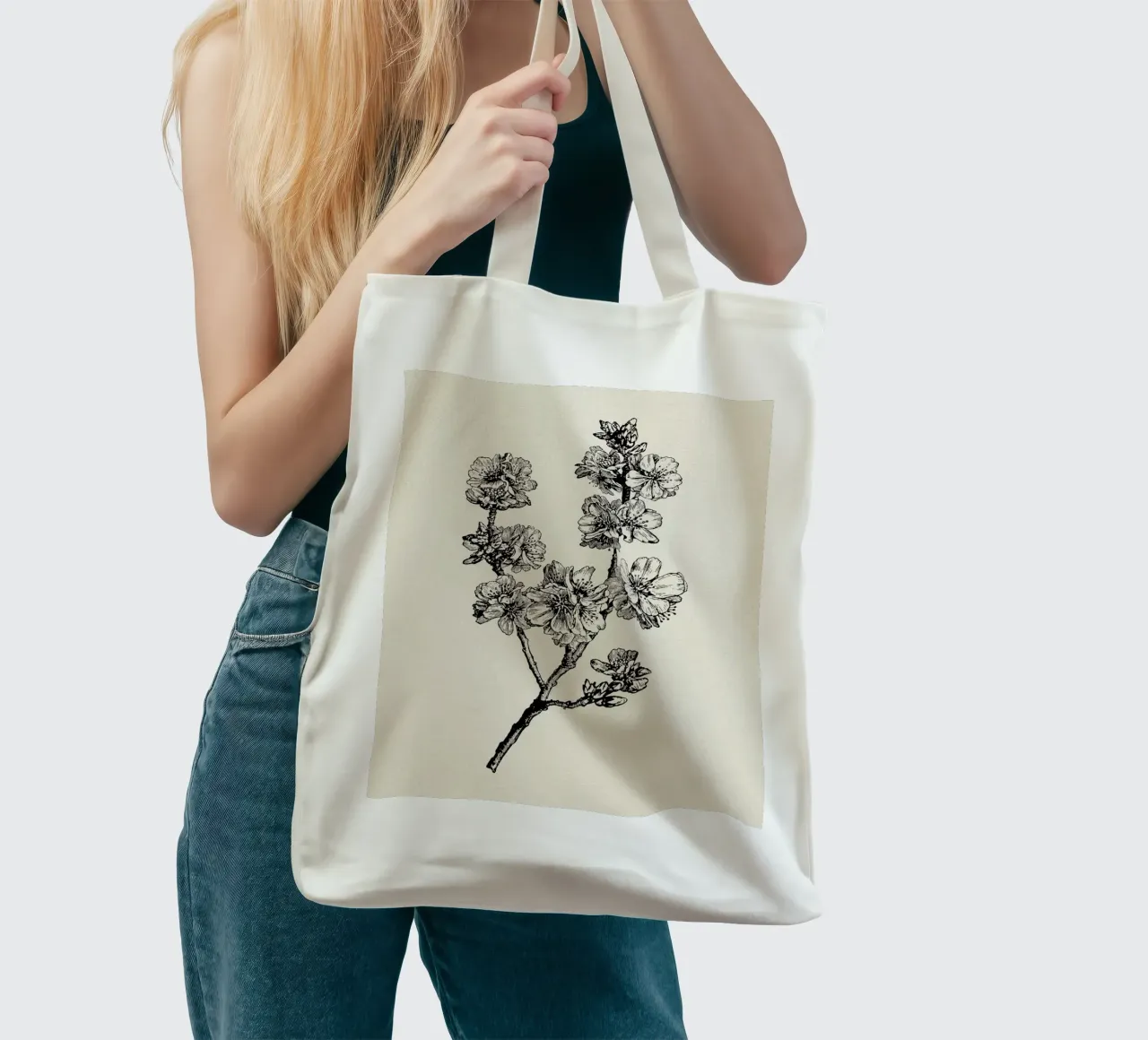 Apple Blossom Sketch no. 1 borsa in juta da apoloprints