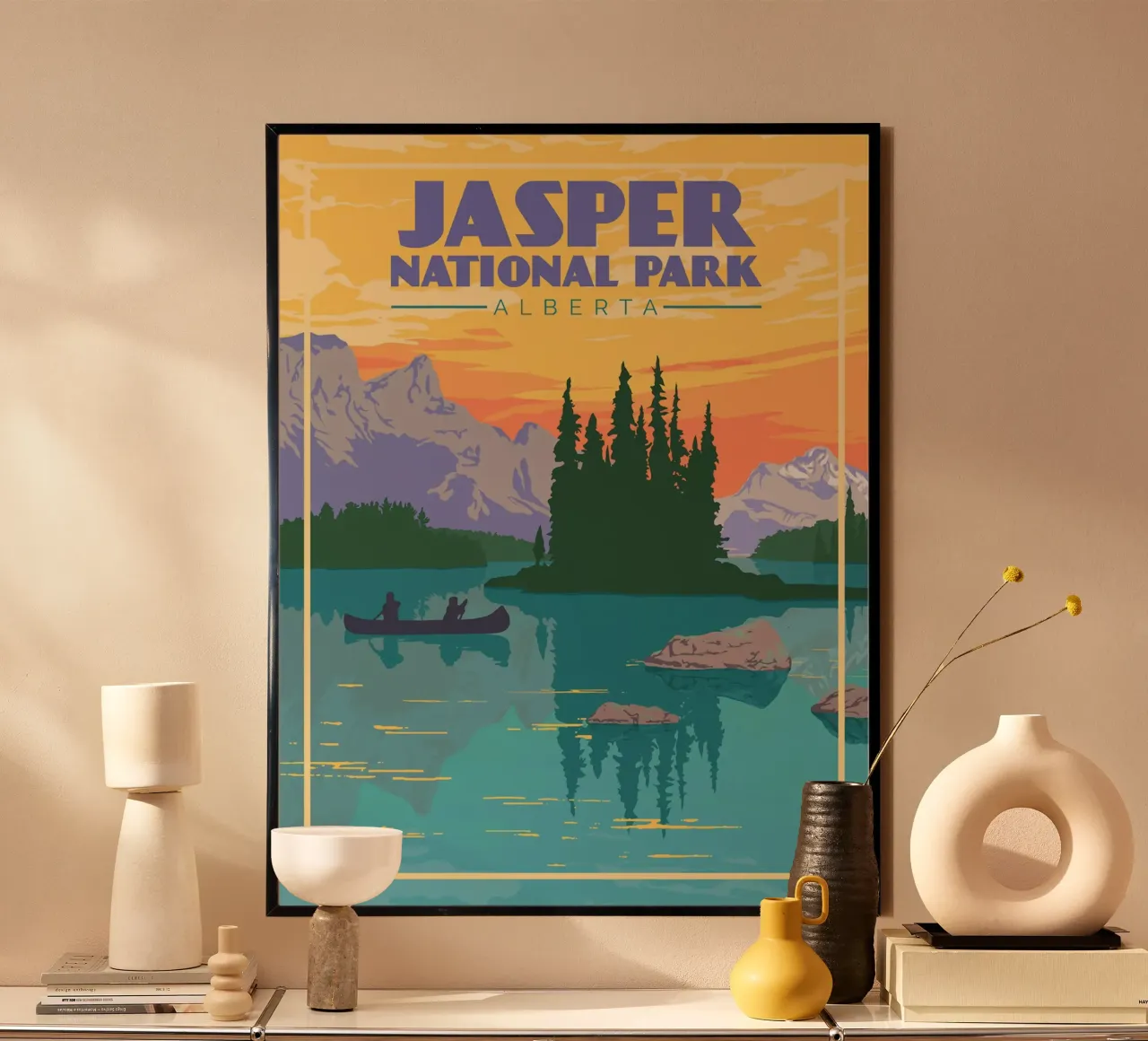 Parco nazionale di Jasper Alberta poster con telaio in legno da hewitt shop