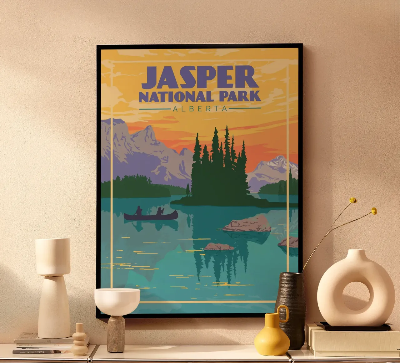 Parco nazionale di Jasper Alberta poster con telaio in legno da hewitt shop
