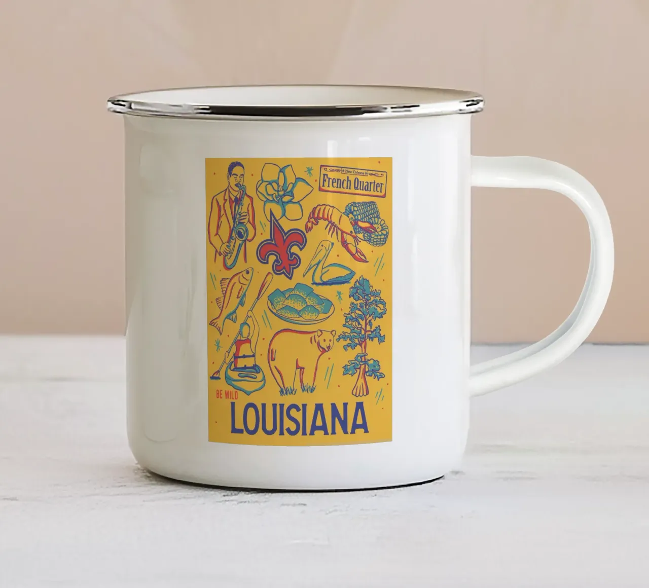Louisiana State Poster tazza in smalto da hewitt shop