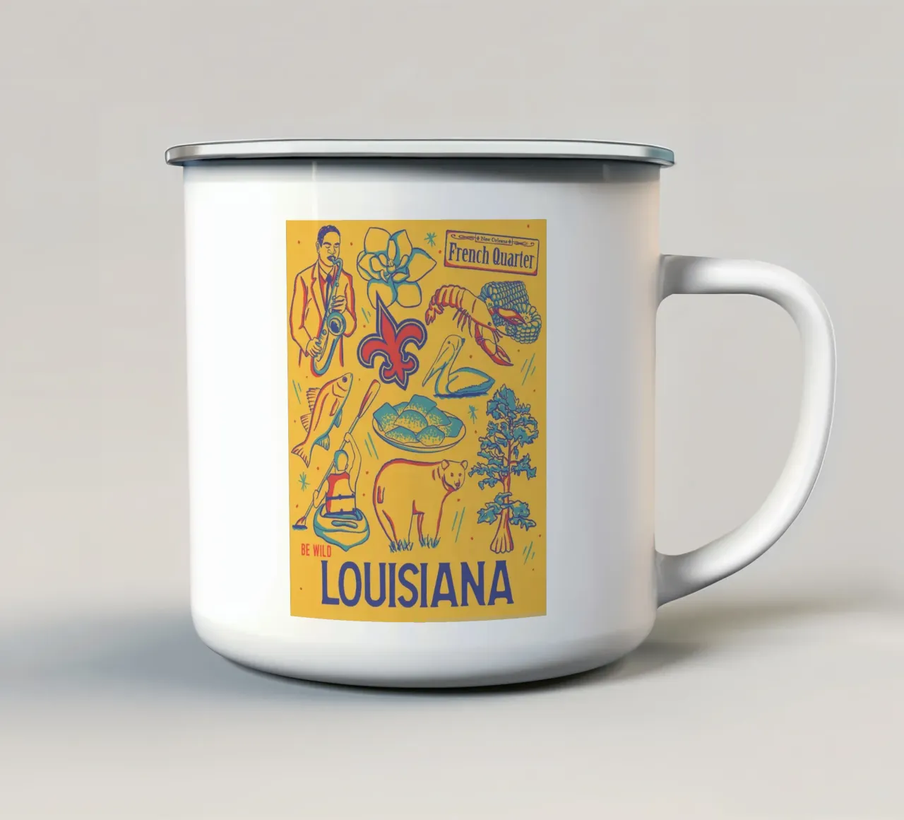 Louisiana State Poster tazza in smalto da hewitt shop