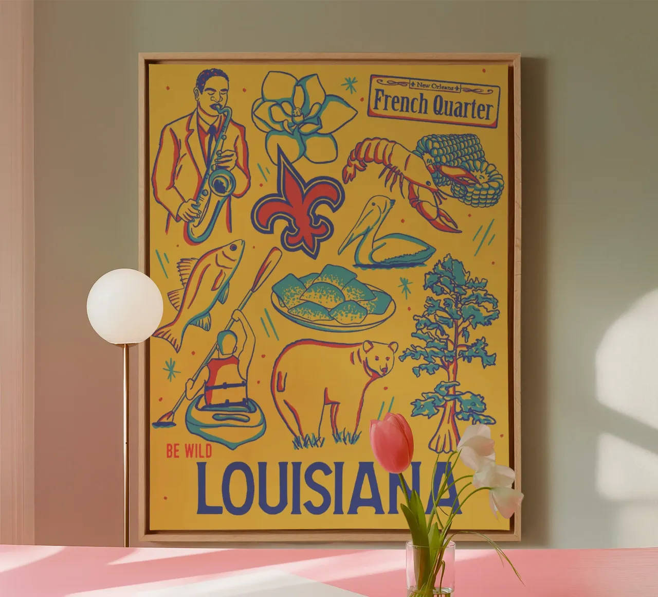 Louisiana State Poster tela con Cornice a cassetta da hewitt shop