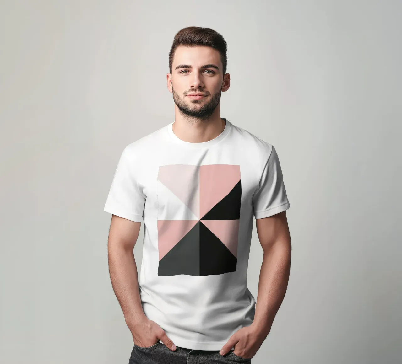 Composición geométrica abstracta de triángulos de color rosa camiseta de DesignDoodle