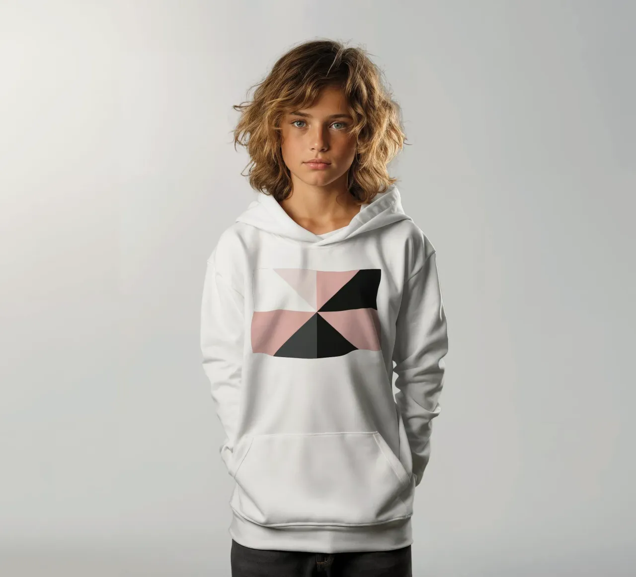 Composición geométrica abstracta de triángulos de color rosa sudadera con capucha para niño de DesignDoodle