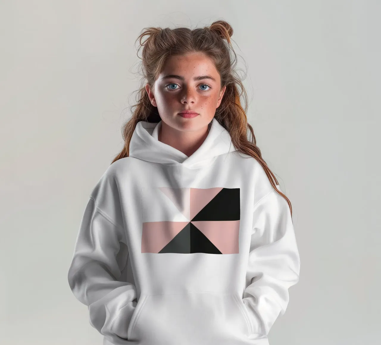 Composición geométrica abstracta de triángulos de color rosa sudadera con capucha para niño de DesignDoodle