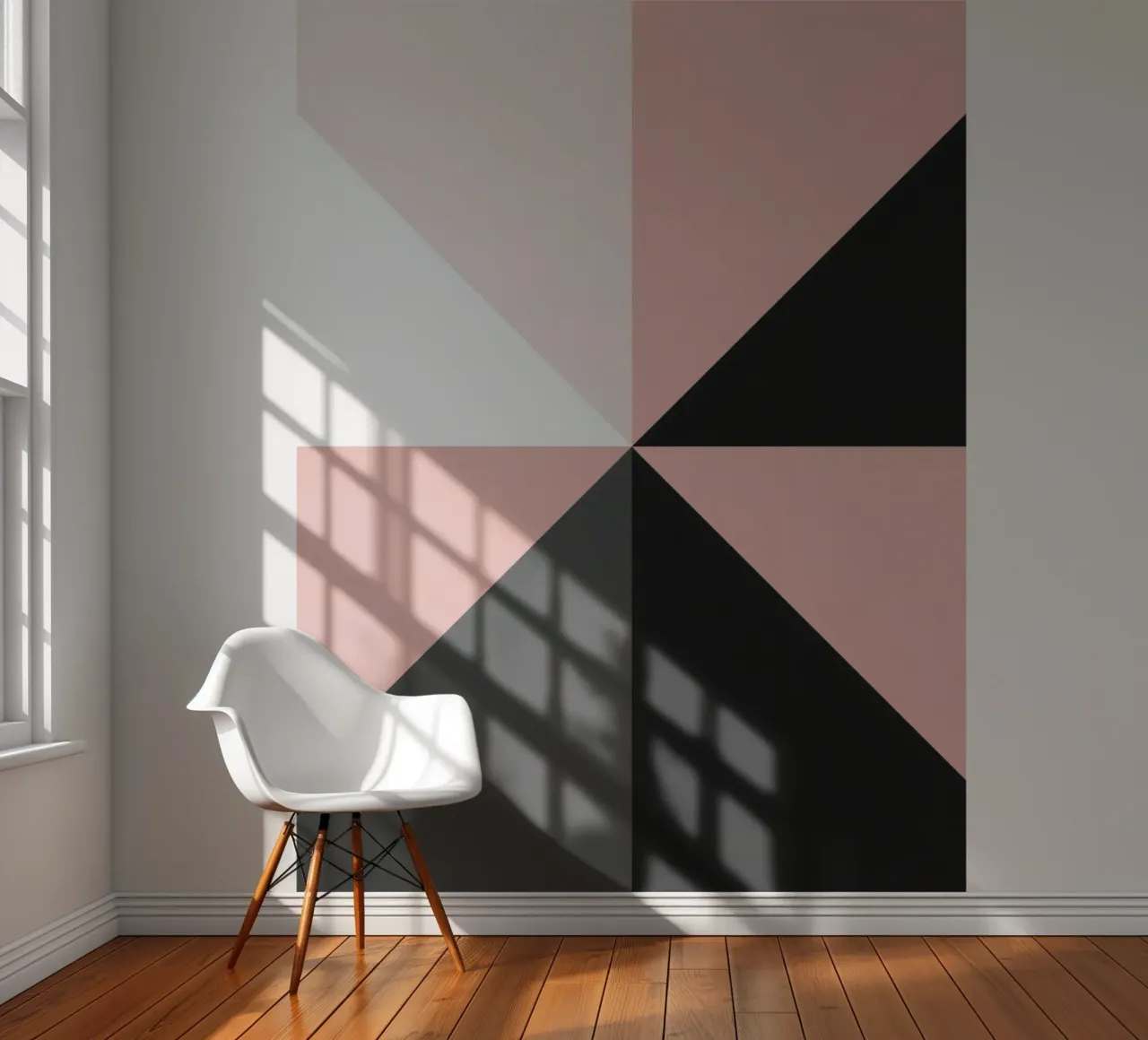 Composición geométrica abstracta de triángulos de color rosa papel para pared de DesignDoodle