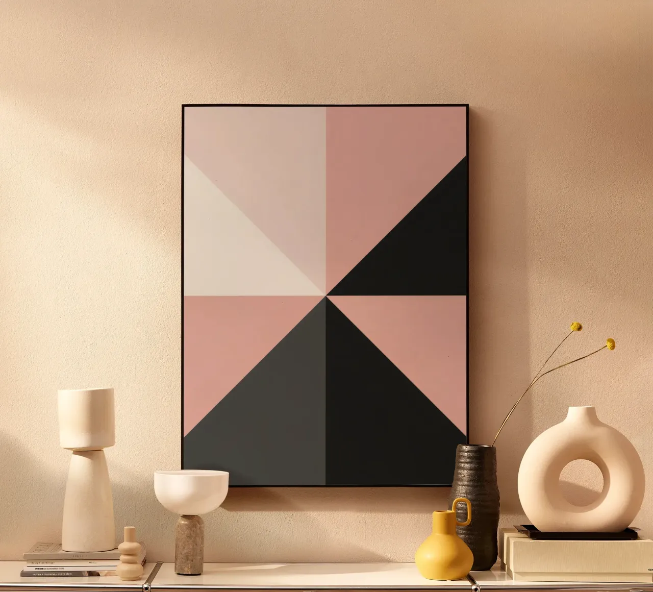 Composición geométrica abstracta de triángulos de color rosa metacrilato de DesignDoodle