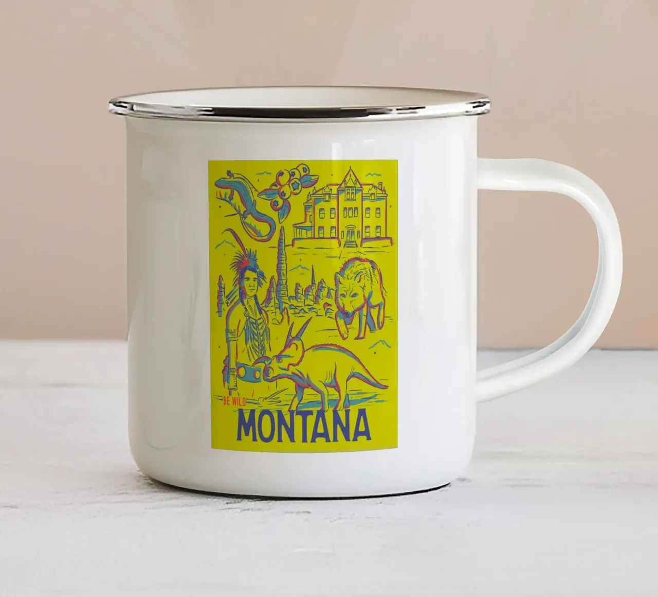 Montana State Poster tazza in smalto da hewitt shop