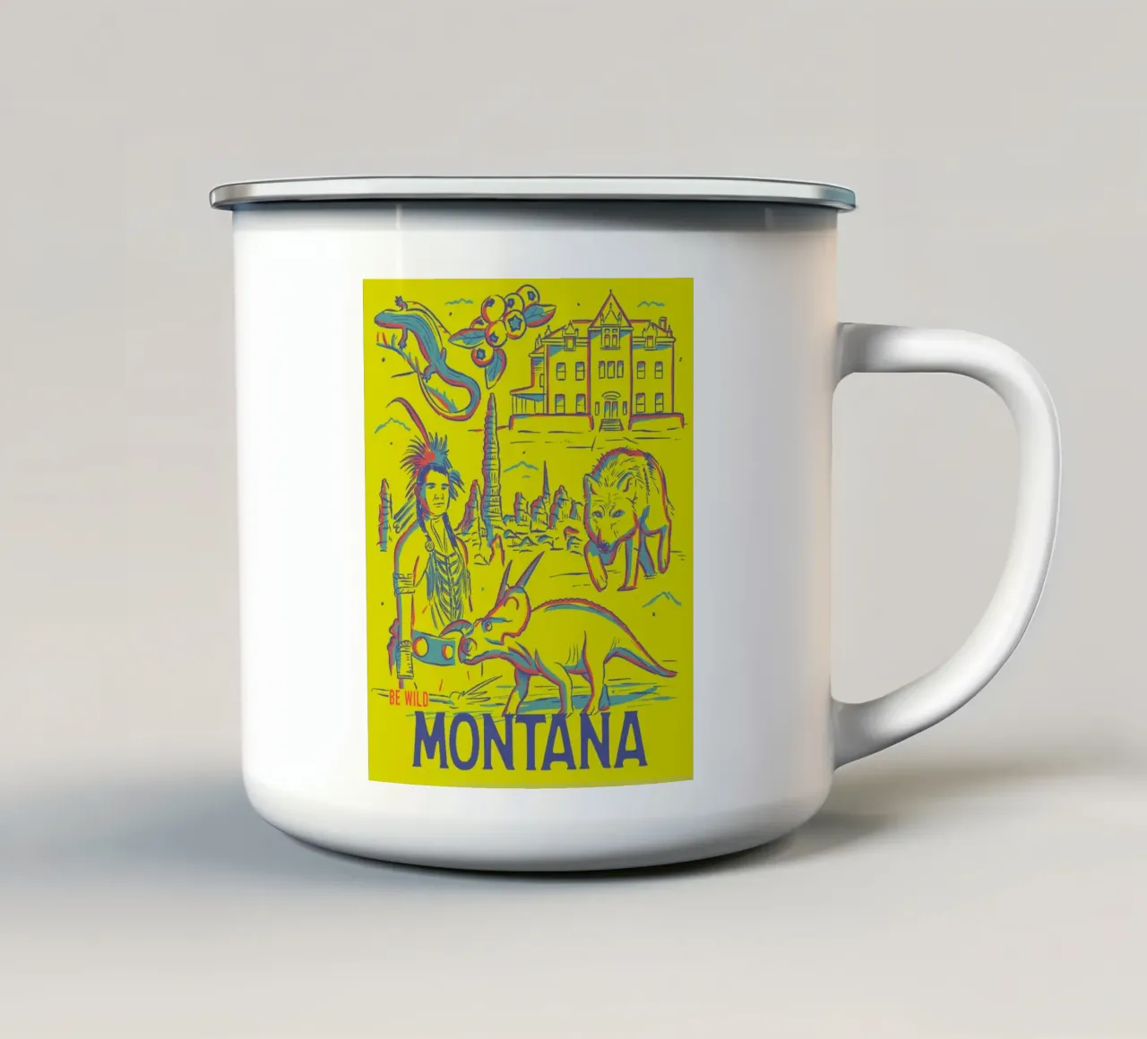 Montana State Poster tazza in smalto da hewitt shop
