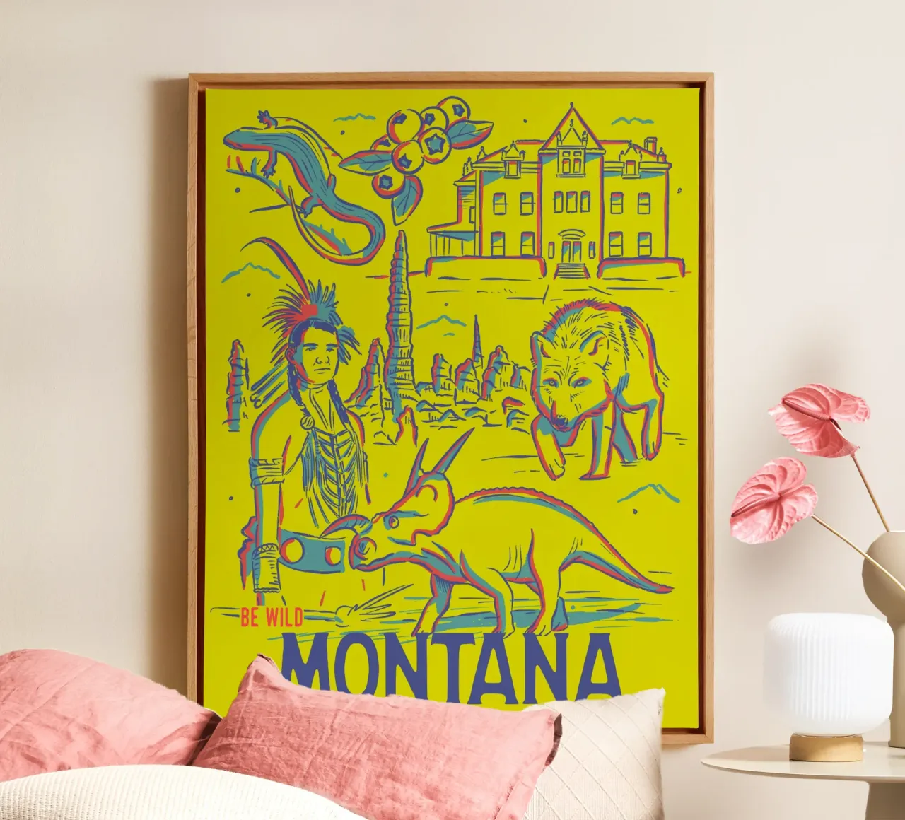 Montana State Poster tela con Cornice a cassetta da hewitt shop