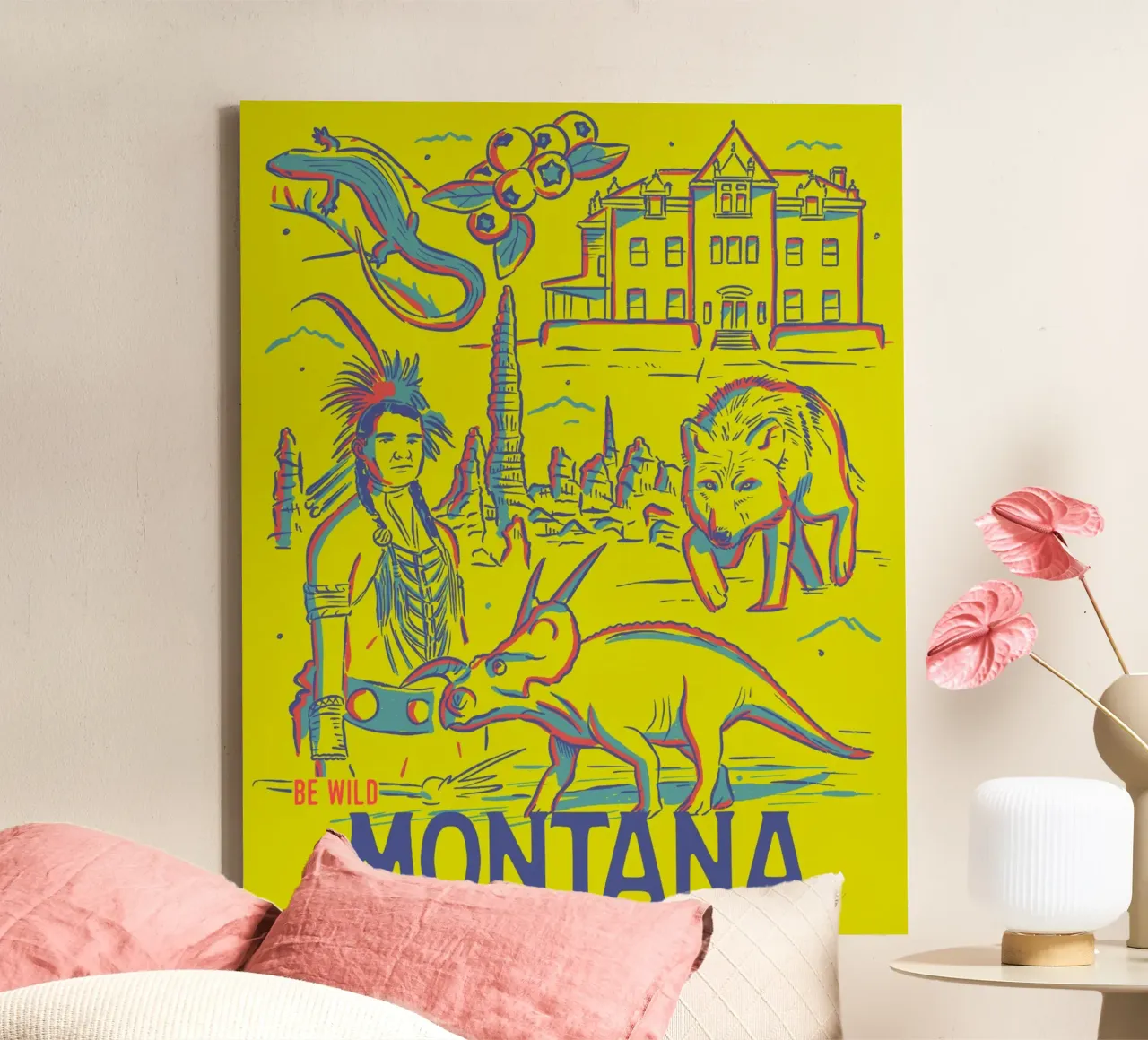 Montana State Poster tela con Cornice a cassetta da hewitt shop
