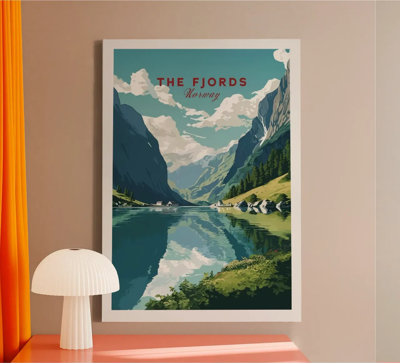 Poster di viaggio sui fiordi della Norvegia tela con Cornice a cassetta da hewitt shop