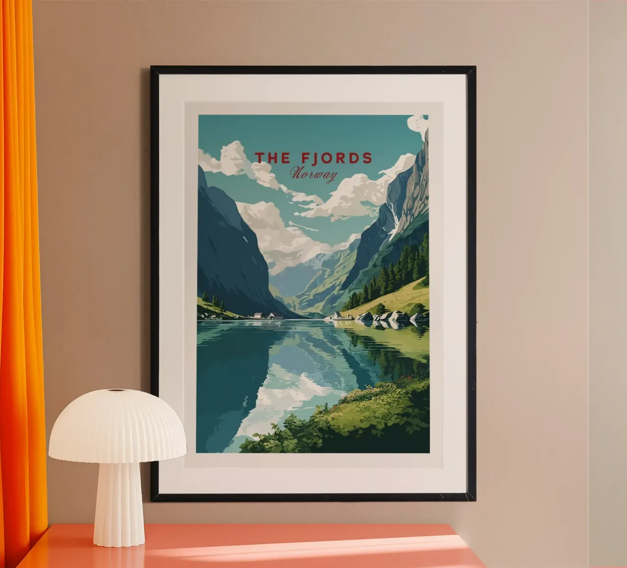 Poster di viaggio sui fiordi della Norvegia poster con telaio in alluminio da hewitt shop
