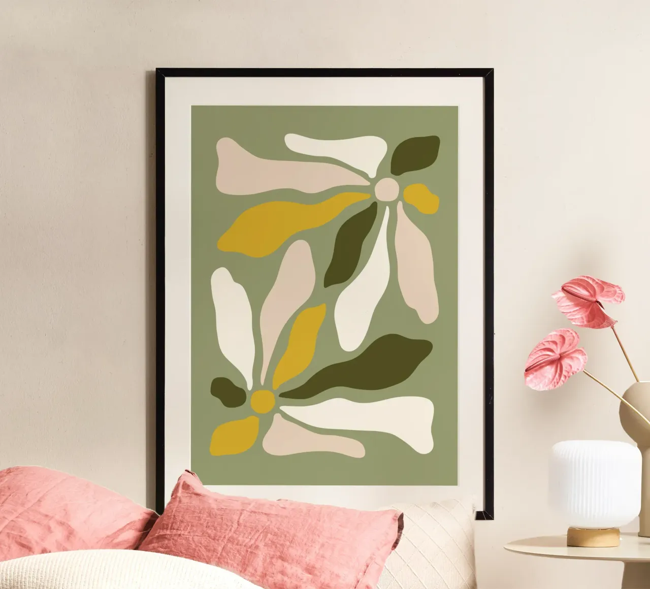 Abstract Floral Dance poster con telaio in plastica da vintageshop