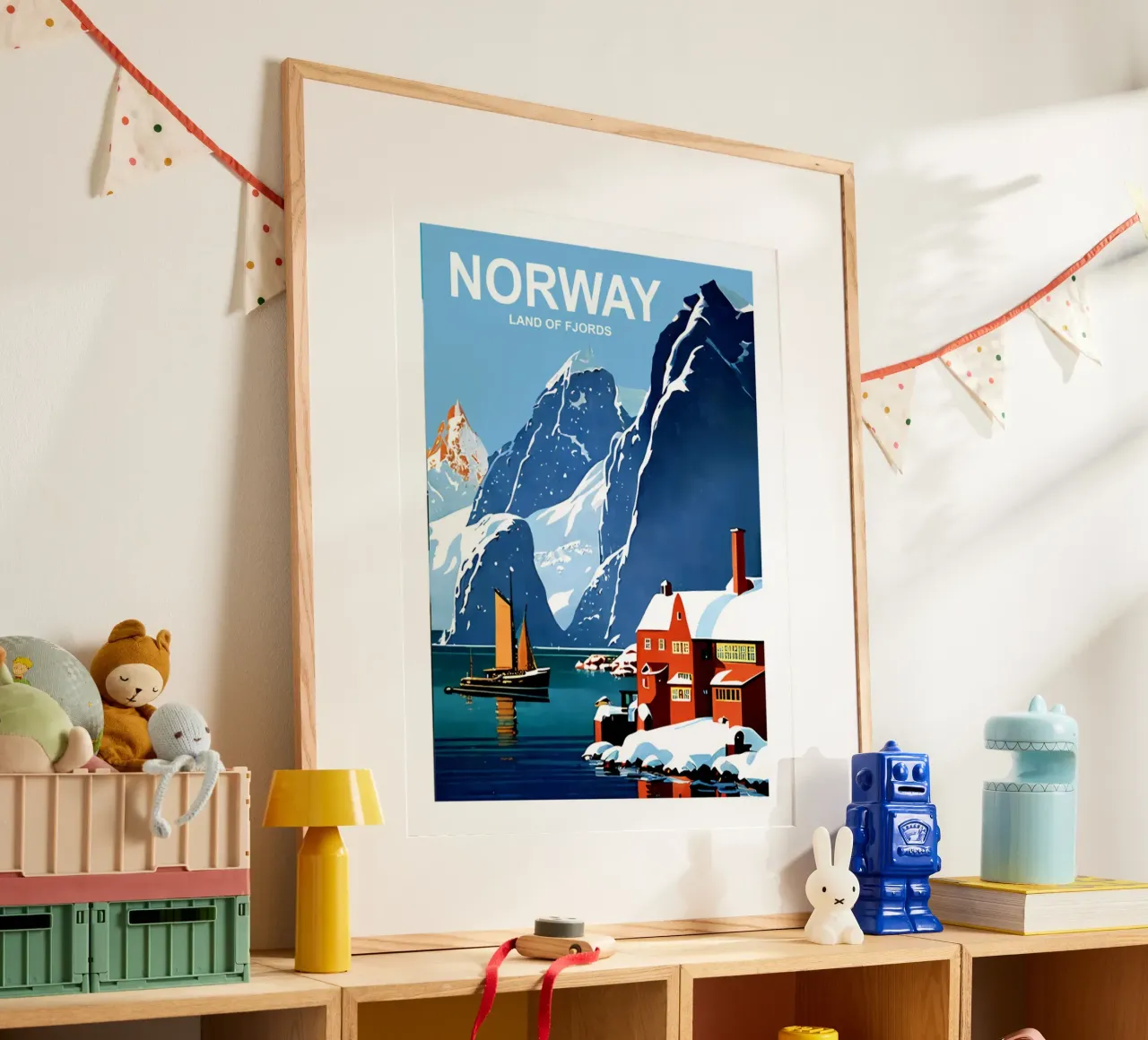 Poster di viaggio Norvegia Terra dei Fiordi poster con telaio in plastica da hewitt shop