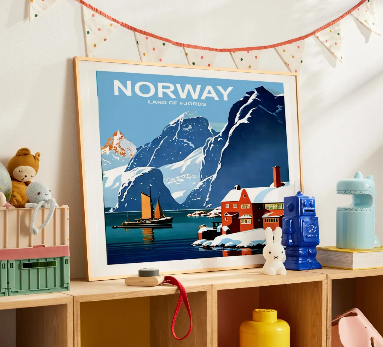 Poster di viaggio Norvegia Terra dei Fiordi poster con telaio in plastica da hewitt shop