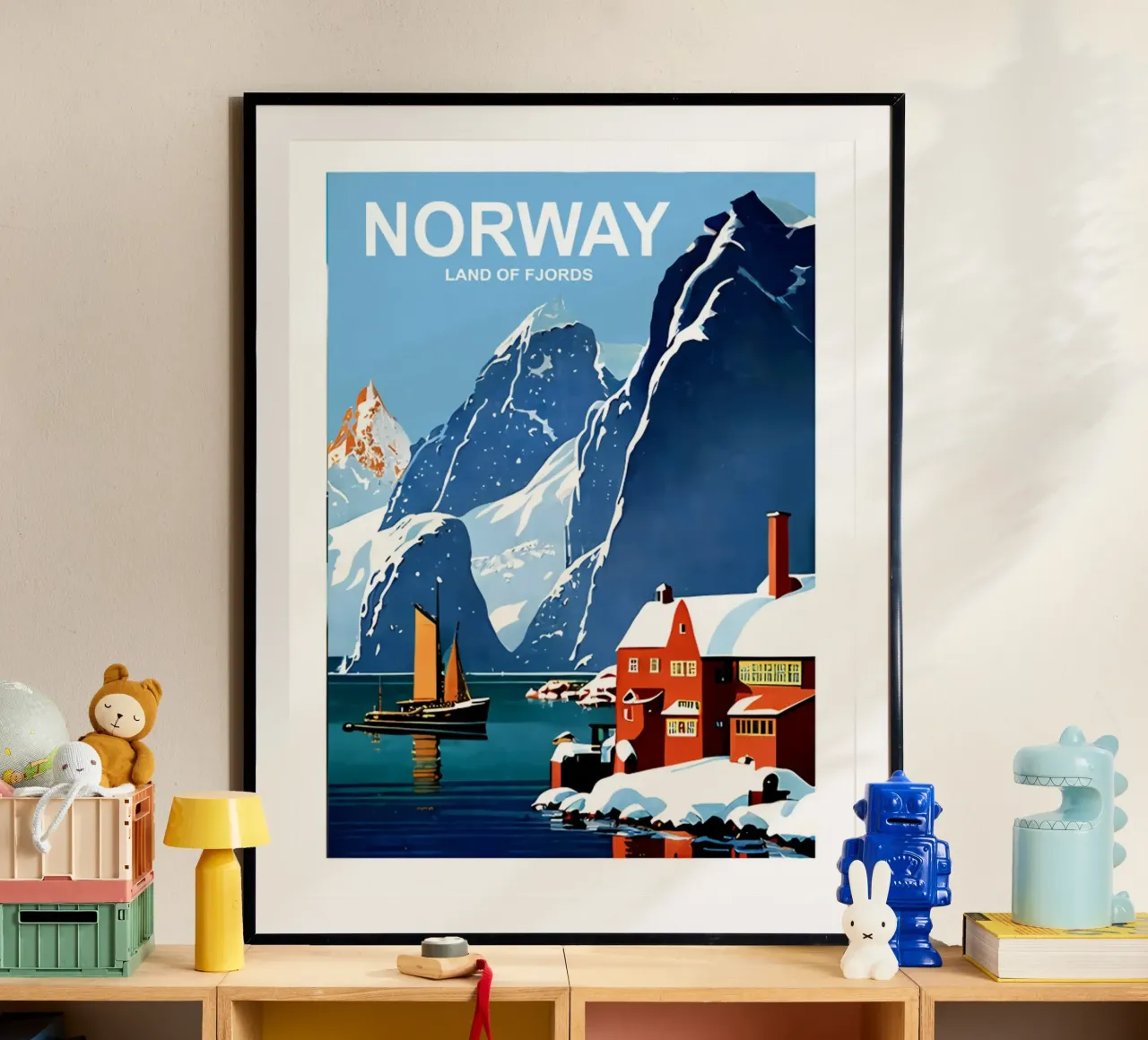 Poster di viaggio Norvegia Terra dei Fiordi poster con telaio in plastica da hewitt shop
