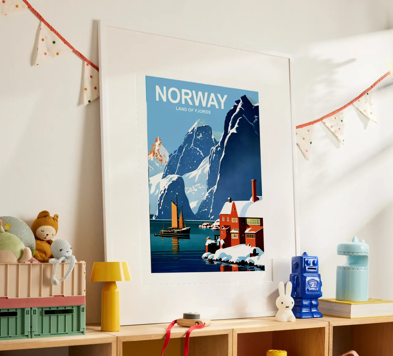 Poster di viaggio Norvegia Terra dei Fiordi poster con telaio in plastica da hewitt shop