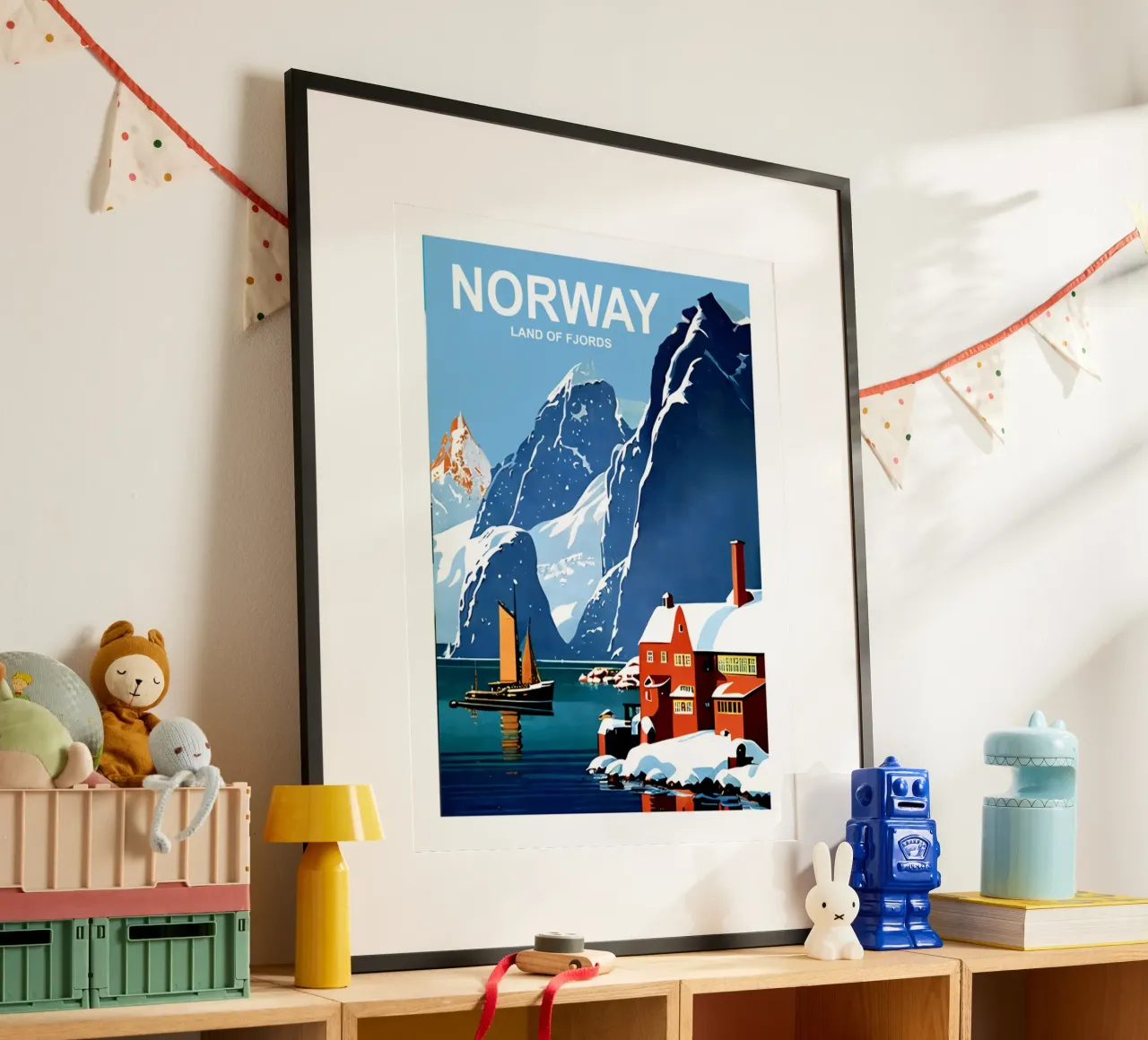 Poster di viaggio Norvegia Terra dei Fiordi poster con telaio in plastica da hewitt shop