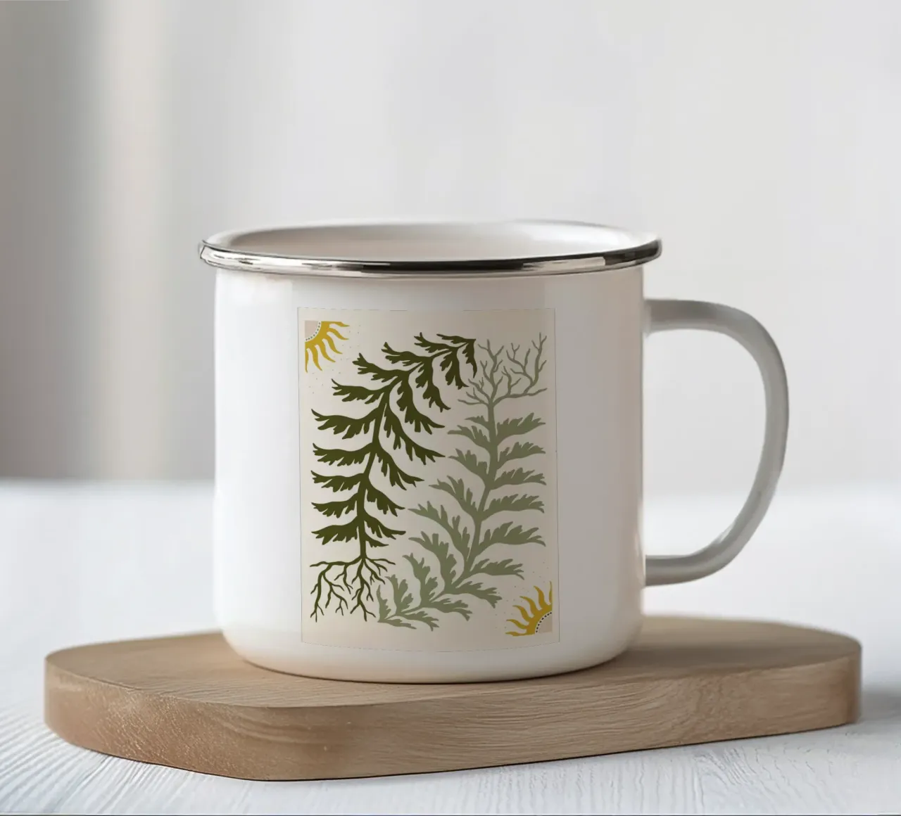 Sun and Seaweed tazza in smalto da vintageshop