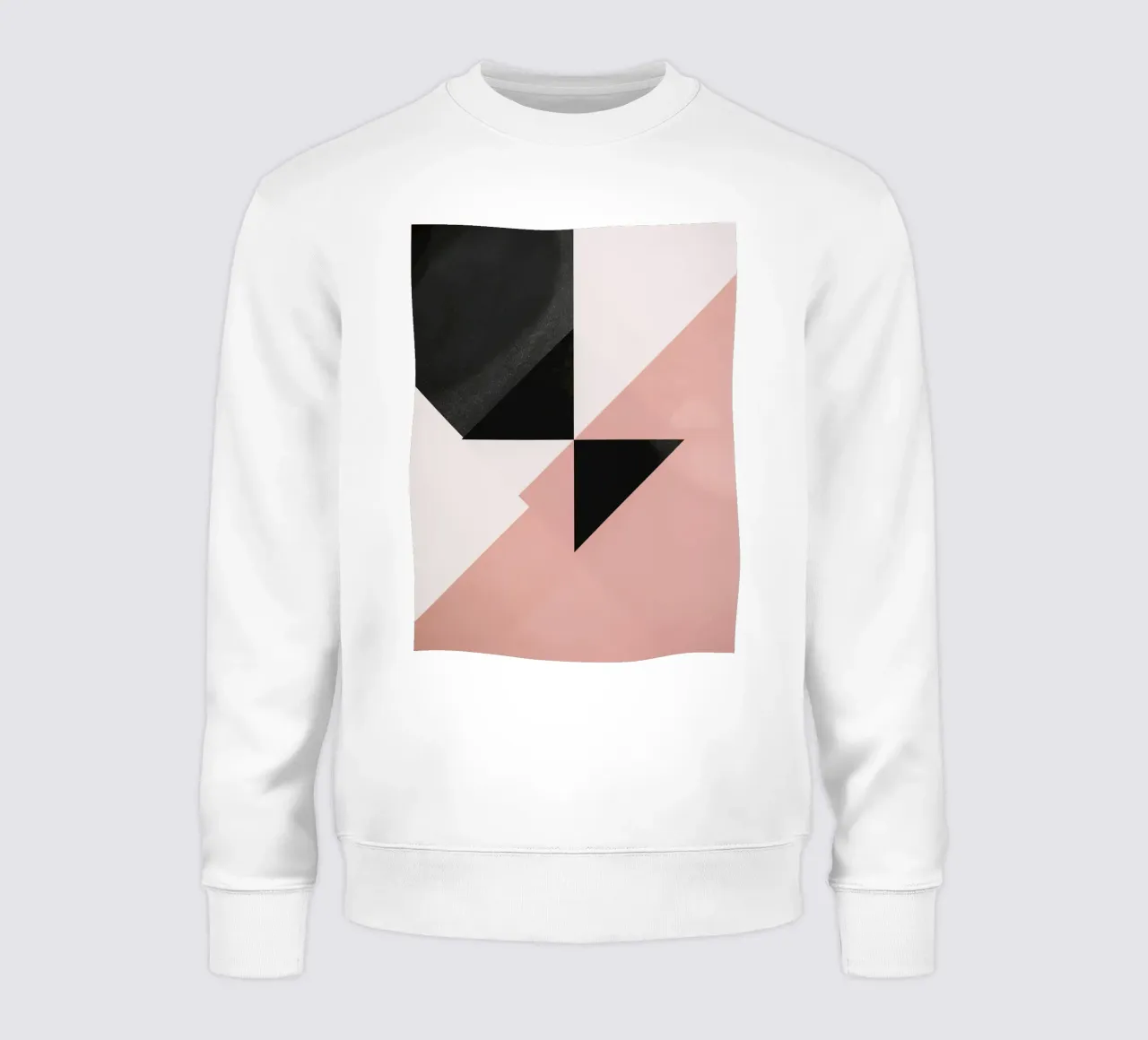 Imagen abstracta de triángulos negros semicírculo rosa y blanco sudadera de DesignDoodle