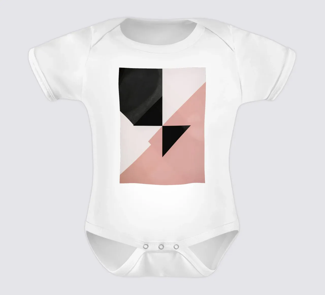 Imagen abstracta de triángulos negros semicírculo rosa y blanco body de bebé de DesignDoodle