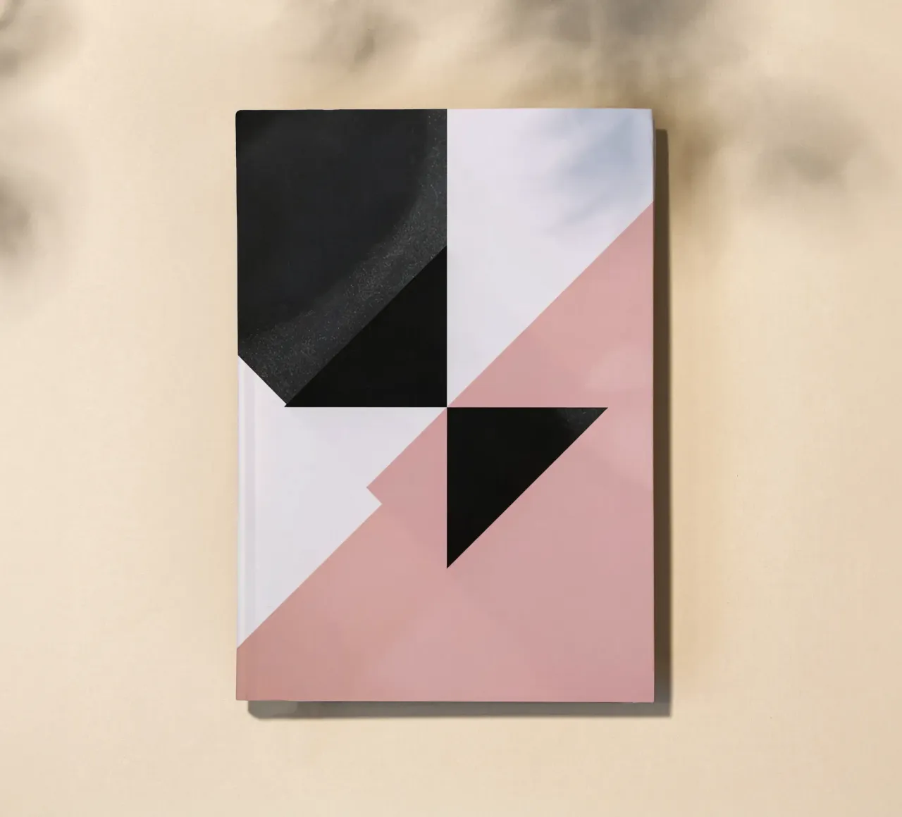 Abstract Image of Black Triangles Semicircle Pink and White notebook by DesignDoodle